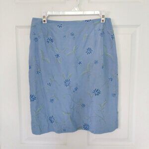 Blue embroidered silk spring/summer skirt